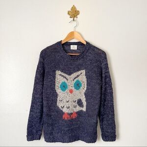 Urban Outfitters Pins & Needles Navy Blue Owl winter Sweater Medium preowned